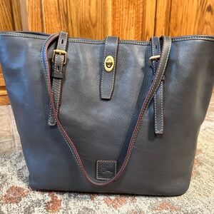 Dooney & Bourke Blue Tote Bag with Gold Turn-Lock Closure